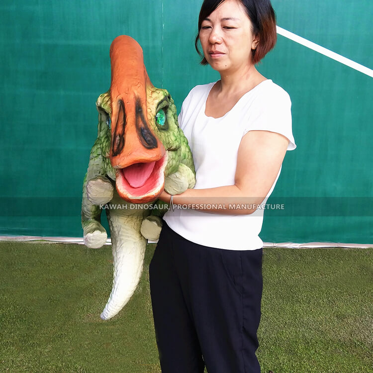 仿真恐龙表演道具-副栉龙小手偶模型